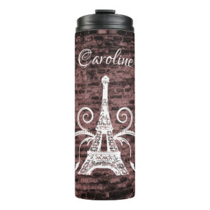 Roze Eiffel Tower Grunge Thermal Tumbler Thermosbeker