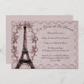 Roze Eiffel Tower Rehearsal Dinner Invitation Kaart (Voorkant / Achterkant)