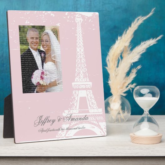 Roze Eiffel Tower Weddenschap Foto Plaque Fotoplaat (Zijkant)