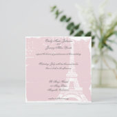 Roze Eiffel Tower Wedding Invitations Kaart (Staand voorkant)