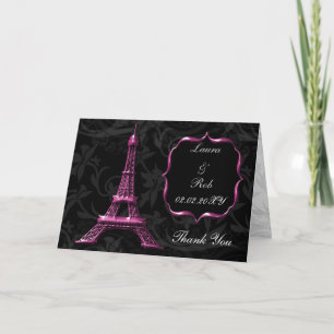 Roze Eiffeltoren Franse Dank u wel Bedankkaart