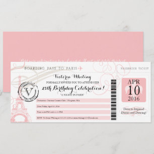 Roze Eiffeltoren nacht in Parijs Verjaardagsfeest Kaart