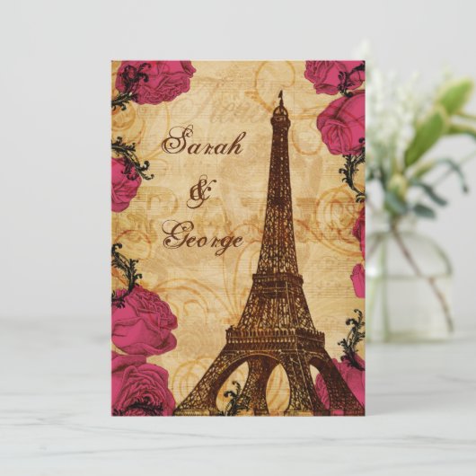 Roze  eiffeltoren Parijs bedankt Kaart (Staand voorkant)