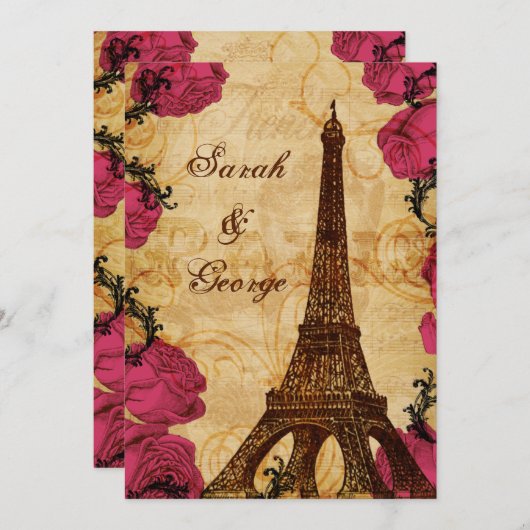 Roze  eiffeltoren Parijs bedankt Kaart (Voorkant / Achterkant)