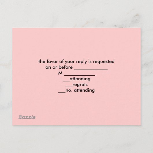 roze eiffeltoren  parijs bruiloft rsvp uitnodiging briefkaart (Achterkant)