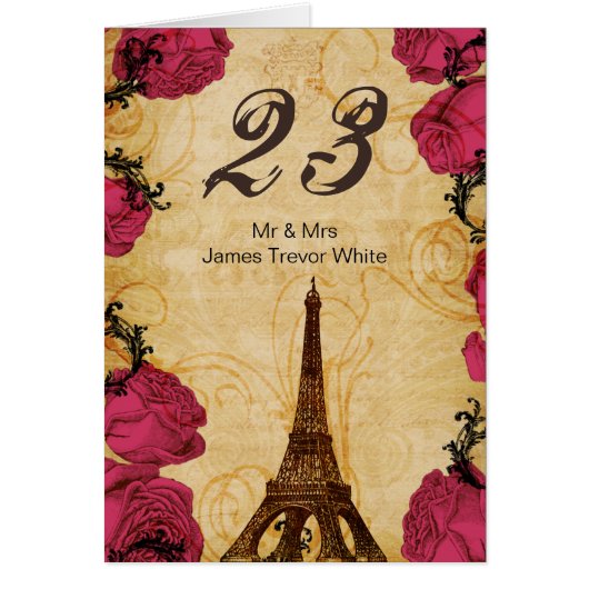 Roze  eiffeltoren Paris Table Numbers (Voorkant)