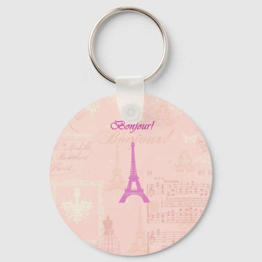 -roze Eiffeltoren Sleutelhanger (Voorkant)