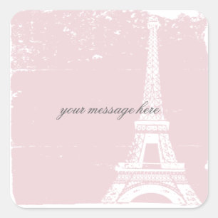 Roze Eiffeltoren Trouwstickers Vierkante Sticker
