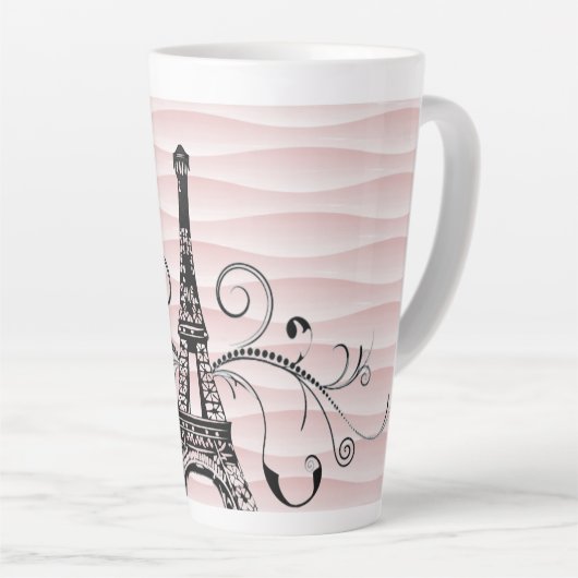 Roze Eiffeltoren Vlaanderen latte Mok (Rechterhoek)