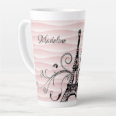 Roze Eiffeltoren Vlaanderen latte Mok (Linkerhoek)