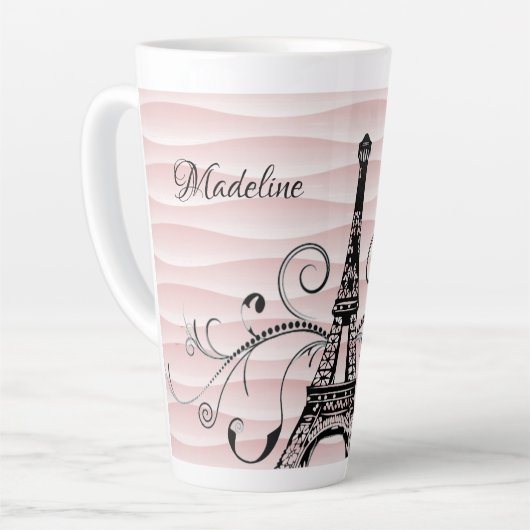 Roze Eiffeltoren Vlaanderen latte Mok (Linkerhoek)