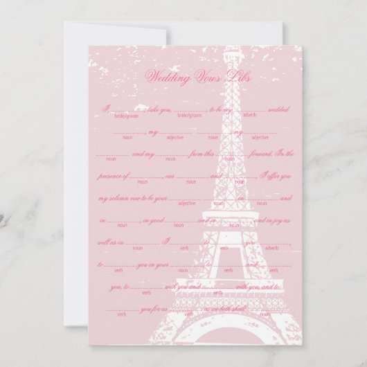 Roze Eiffeltoren Weddenschap Woten Libs Game (Voorkant)