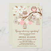 Roze eigenaar en uitnodiging tot Baby shower van B (Voorkant / Achterkant)