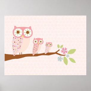 Roze Eigenaars in een Row canvas/druk Poster