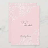 Roze elastische weddenschap BEWAART de datum Save The Date (Voorkant / Achterkant)