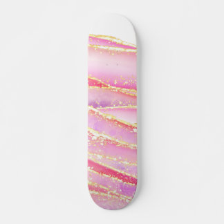 Roze Elegant Agaat Wavy Design Skateboard