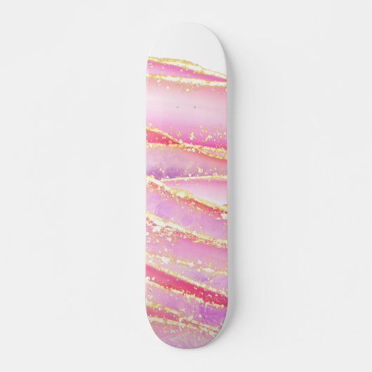 Roze Elegant Agaat Wavy Design Skateboard (Voorkant)
