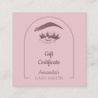 Roze Elegant Arc Beauty Salon Cadeaubon Vierkante Visitekaartje