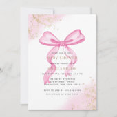 Roze Elegant Bow Baby shower Kaart (Voorkant)