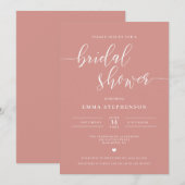 Roze Elegant Bridal Shower Uitnodiging (Voorkant / Achterkant)