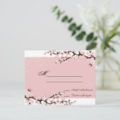 Roze Elegant Cherry Blossom Wedding Response RSVP (Staand voorkant)