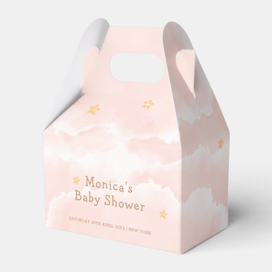 Roze Elegant Cloud Nine Stars Meisje Baby shower Bedankdoosjes (Voorkant Zijde)
