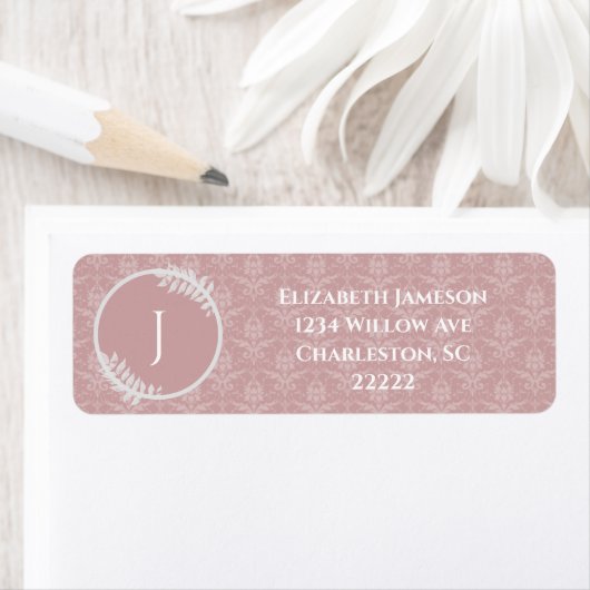 Roze Elegant Damask Label (Insitu)