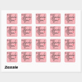 Roze Elegant Dank U met hart Sticker (Vel)