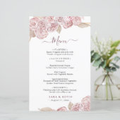 Roze Elegant Floral Vanilla Wedding Menu (Staand voorkant)