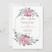 Roze Elegant Floral Waterverf Rustic Boho Wedding Kaart (Voorkant)