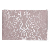 Roze Elegant Flourish Monogram Kussensloop (Achterkant)