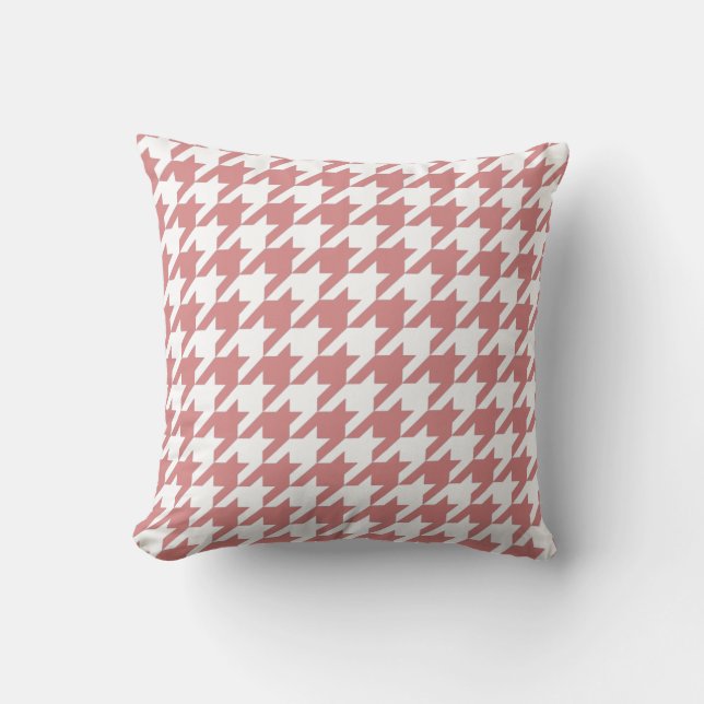 Roze Elegant Houndstooth Kussen (Voorkant)