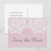 Roze Elegant kant Opslaan het Briefkaart Datum (Voorkant / Achterkant)