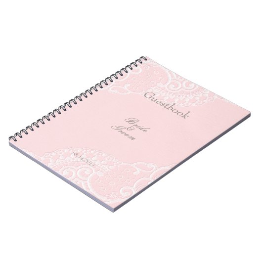 Roze Elegant Lace Weddenschap Notitieboek (Linkerzijde)