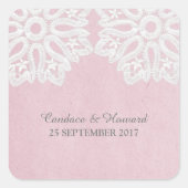 Roze Elegant Lace Wedding Stickers (Voorkant)