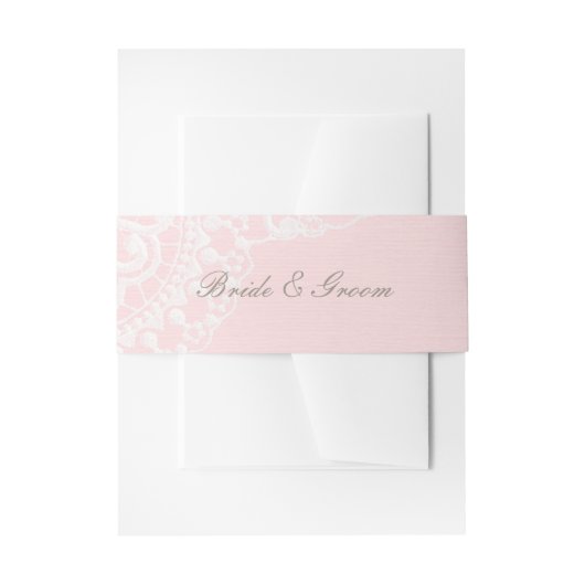 Roze Elegant Lace Wedding Uitnodigingen Wikkel (Voorkant Voorbeeld)