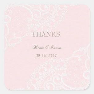 Roze Elegant Lace Wedding Vierkante Sticker