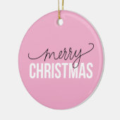 Roze Elegant Modern Vrolijk Kerstfeest Keramisch Ornament (Links)