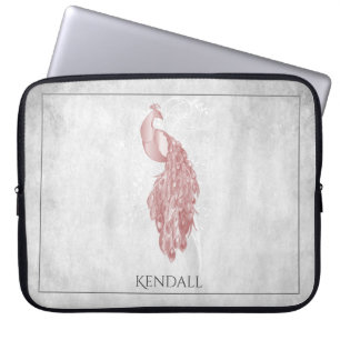 Roze Elegant Peacock-laptophoes op maat Laptop Sleeve
