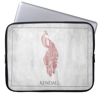 Roze Elegant Peacock-laptophoes op maat Laptop Sleeve