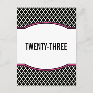 Roze Elegant Quatrefoil Table Number Briefkaart