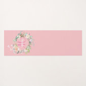 Roze  Elegant Script Monogram Rozen Floral Yogamat (Achterkant (horizontaal))