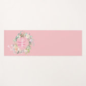 Roze  Elegant Script Monogram Rozen Floral Yogamat (Voorkant (horizontaal))