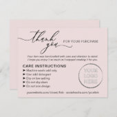 Roze Elegant Small Business Instructions Care Bedankkaart (Voorkant / Achterkant)
