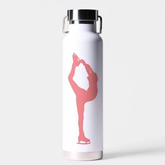 Roze Elegant Vrouw schaatser gepersonaliseerd Waterfles (Voorkant)