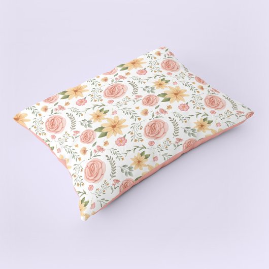 Roze Elegant  Wildflower Roos Pattern Kussensloop