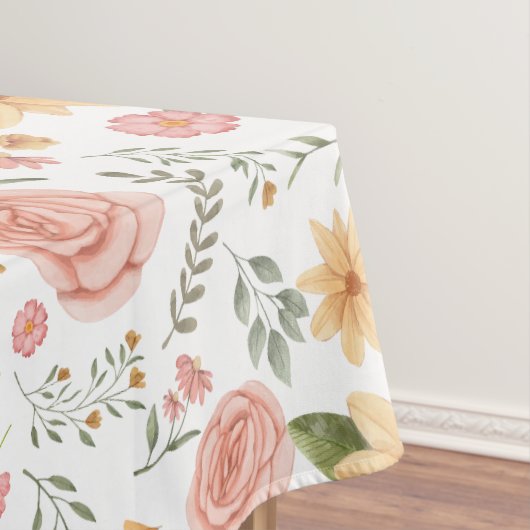 Roze Elegant Wildflower Roos Pattern Tafelkleed (Voorbeeld)