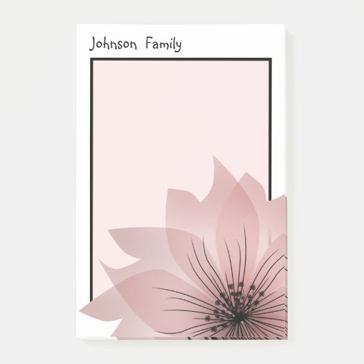 Roze elegante bloem post-it® notes (Voorkant)
