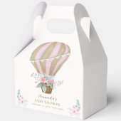 Roze Elegante Bloemen Hete Luchtballon Baby shower Bedankdoosjes (Voorkant)