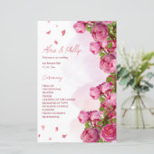 Roze Elegante Bloemen Trouwprogramma's (Staand voorkant)